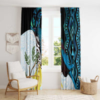 New Zealand Silver Fern Tui Bird Window Curtain Maori Kowhai Paua Shell Taniko Motifs