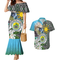 Cotabato Philippines Province Couples Matching Mermaid Dress and Hawaiian Shirt Filipino Eagle Sampaguita Tinalak Pattern LT14 Blue - Polynesian Pride