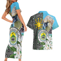 Cotabato Philippines Province Couples Matching Short Sleeve Bodycon Dress and Hawaiian Shirt Filipino Eagle Sampaguita Tinalak Pattern LT14 - Polynesian Pride
