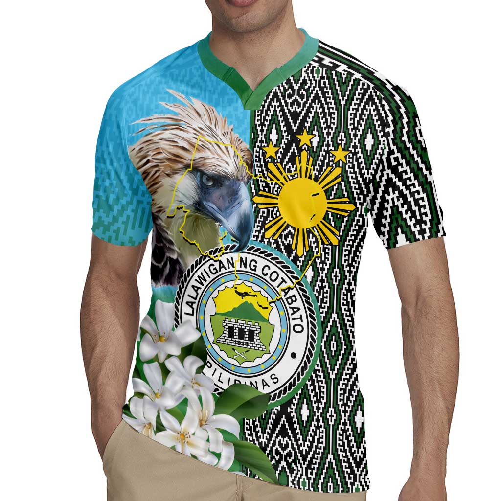 Cotabato Philippines Province Rugby Jersey Filipino Eagle Sampaguita Tinalak Pattern LT14 - Polynesian Pride