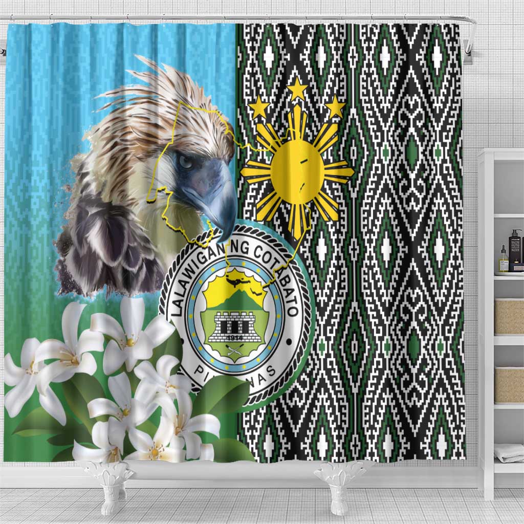 Cotabato Philippines Province Shower Curtain Filipino Eagle Sampaguita Tinalak Pattern