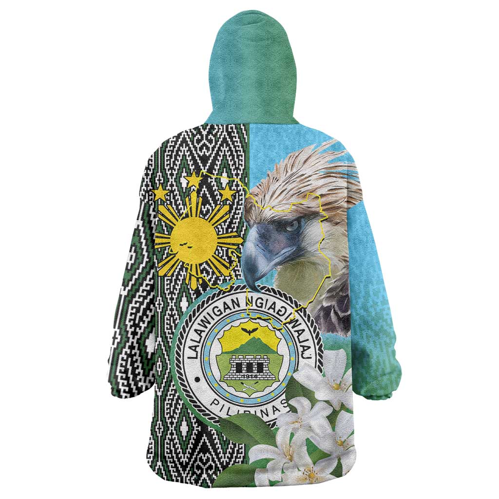 Cotabato Philippines Province Wearable Blanket Hoodie Filipino Eagle Sampaguita Tinalak Pattern