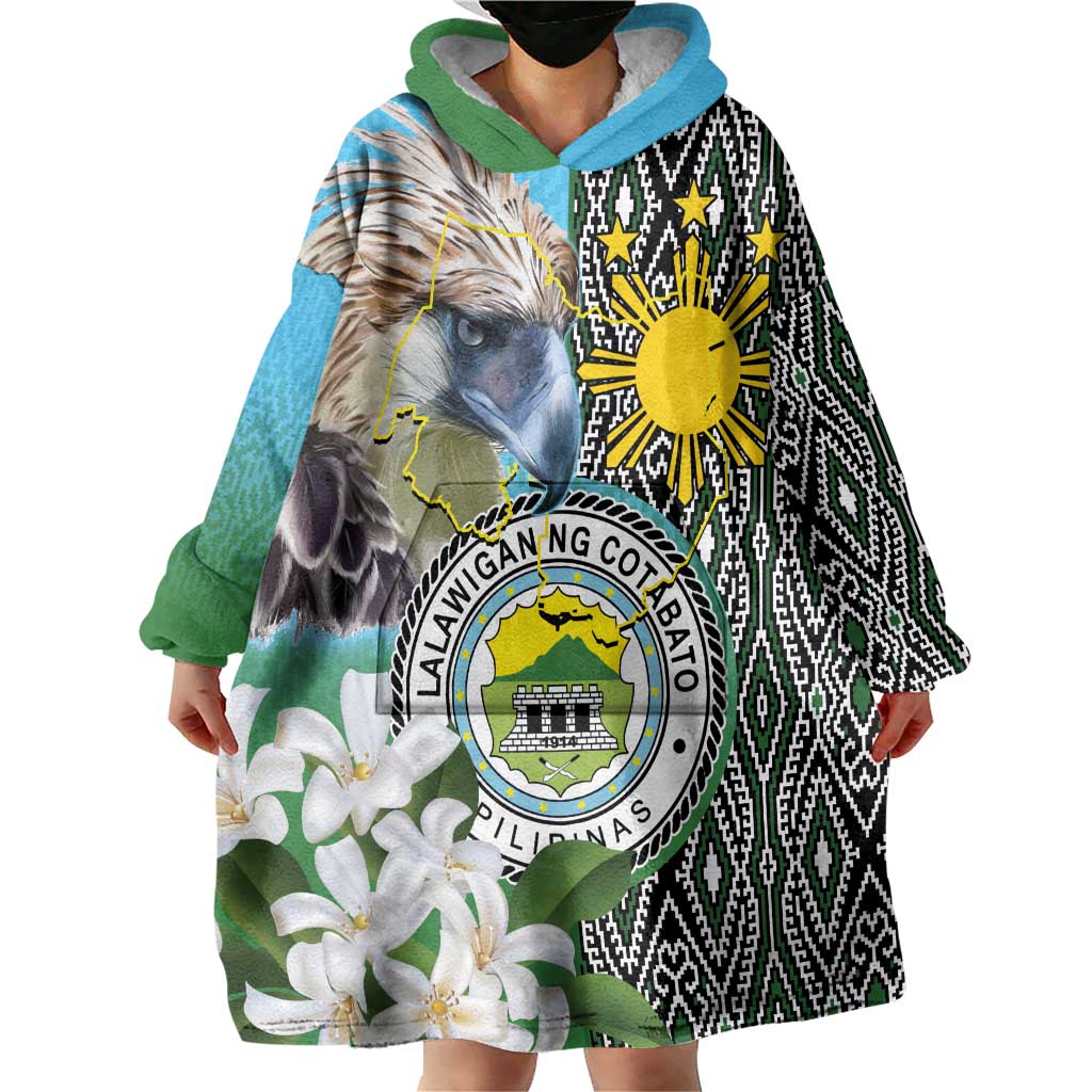 Cotabato Philippines Province Wearable Blanket Hoodie Filipino Eagle Sampaguita Tinalak Pattern
