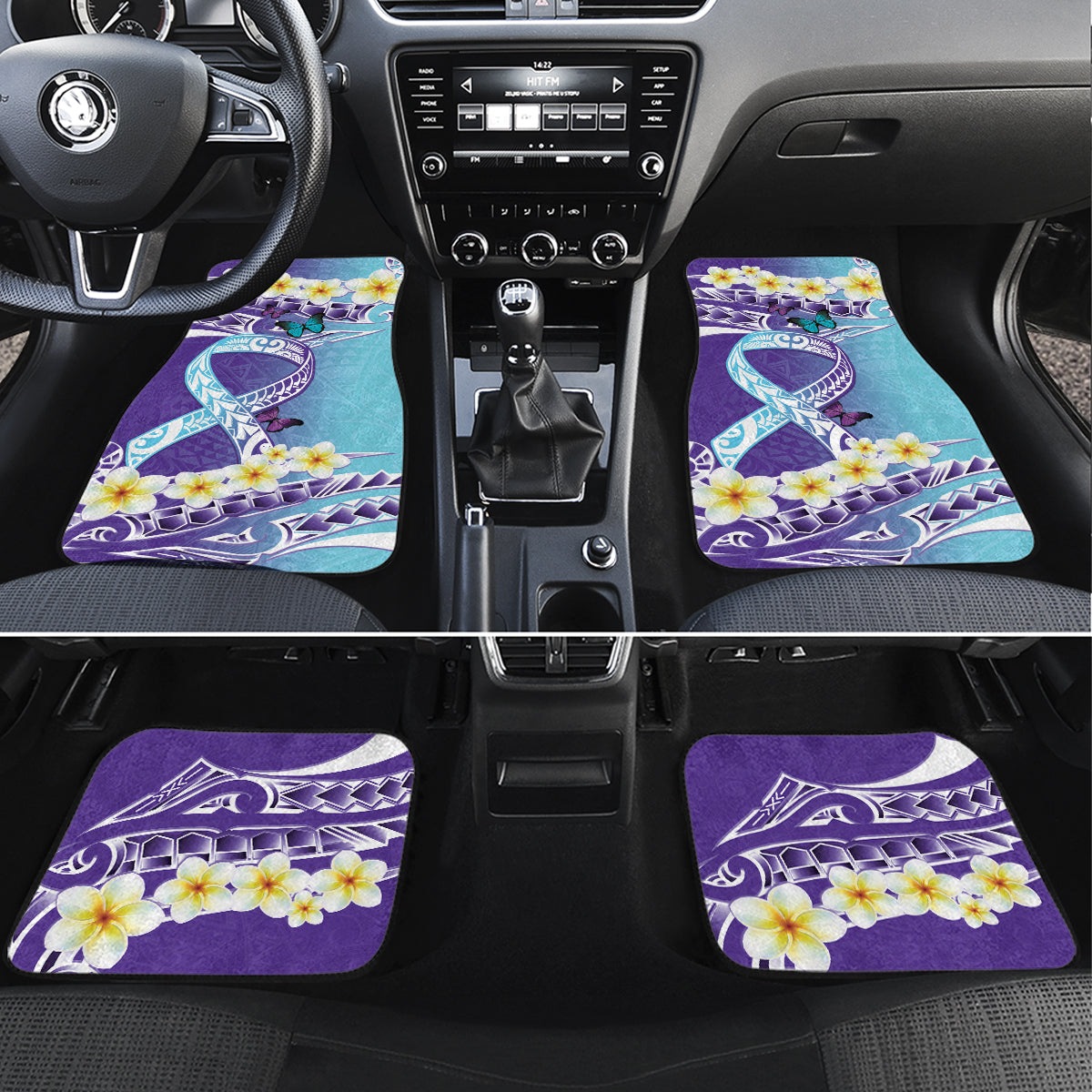 No Story Should End Too Soon Suicide Awareness Car Mats Purple And Teal Polynesian Ribbon