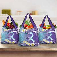 No Story Should End Too Soon Suicide Awareness Grocery Bag Purple And Teal Polynesian Ribbon