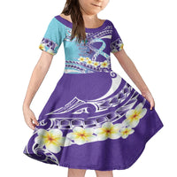 No Story Should End Too Soon Suicide Awareness Kid Short Sleeve Dress Purple And Teal Polynesian Ribbon