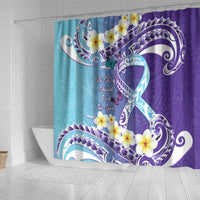 No Story Should End Too Soon Suicide Awareness Shower Curtain Purple And Teal Polynesian Ribbon
