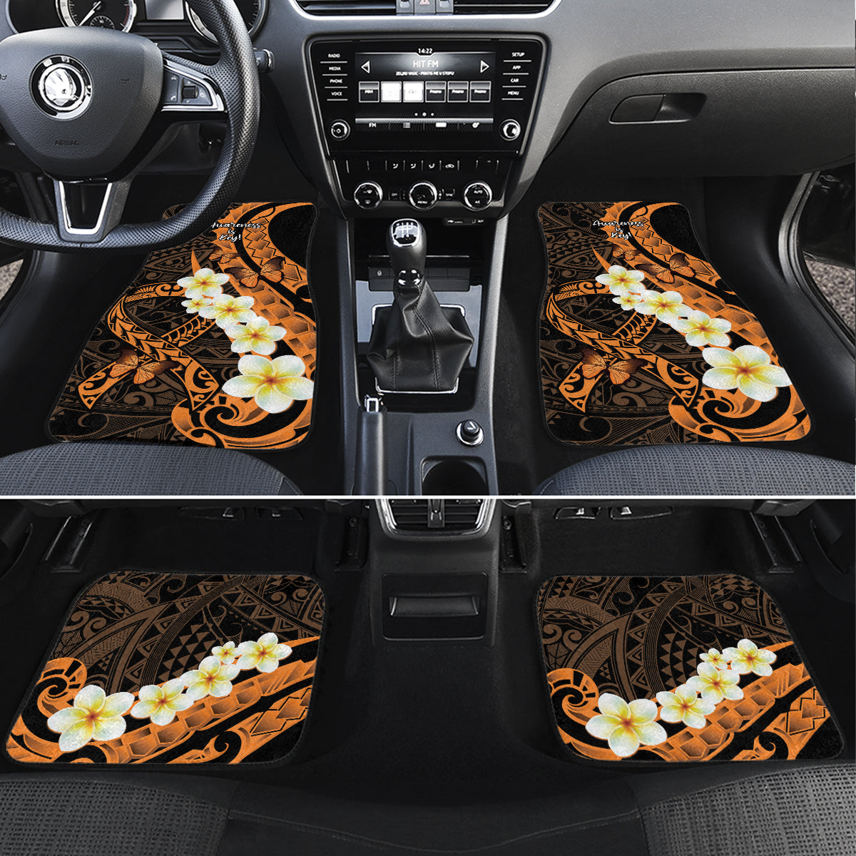 Liver Cancer Awareness Month Car Mats Awareness Is Key Orange Polynesian Ribbon