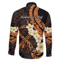 Liver Cancer Awareness Month Family Matching Mermaid Dress and Hawaiian Shirt Awareness Is Key Orange Polynesian Ribbon