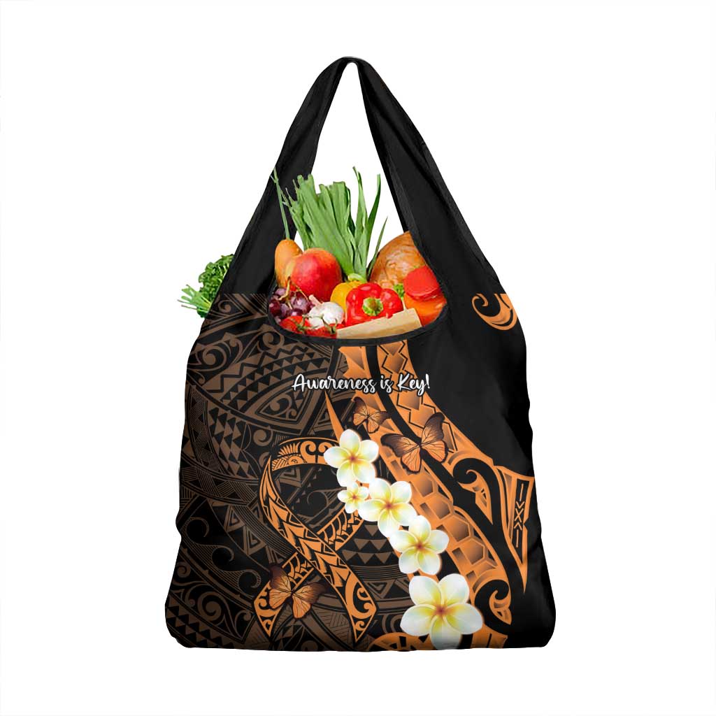 Liver Cancer Awareness Month Grocery Bag Awareness Is Key Orange Polynesian Ribbon