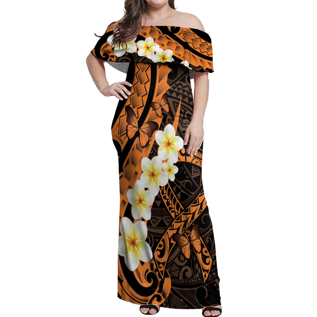 Liver Cancer Awareness Month Off Shoulder Maxi Dress Awareness Is Key Orange Polynesian Ribbon