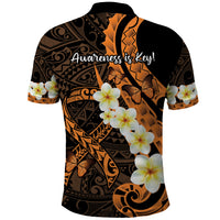 Liver Cancer Awareness Month Polo Shirt Awareness Is Key Orange Polynesian Ribbon