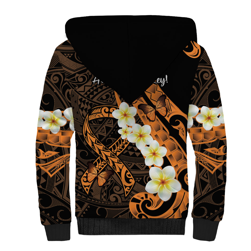 Liver Cancer Awareness Month Sherpa Hoodie Awareness Is Key Orange Polynesian Ribbon