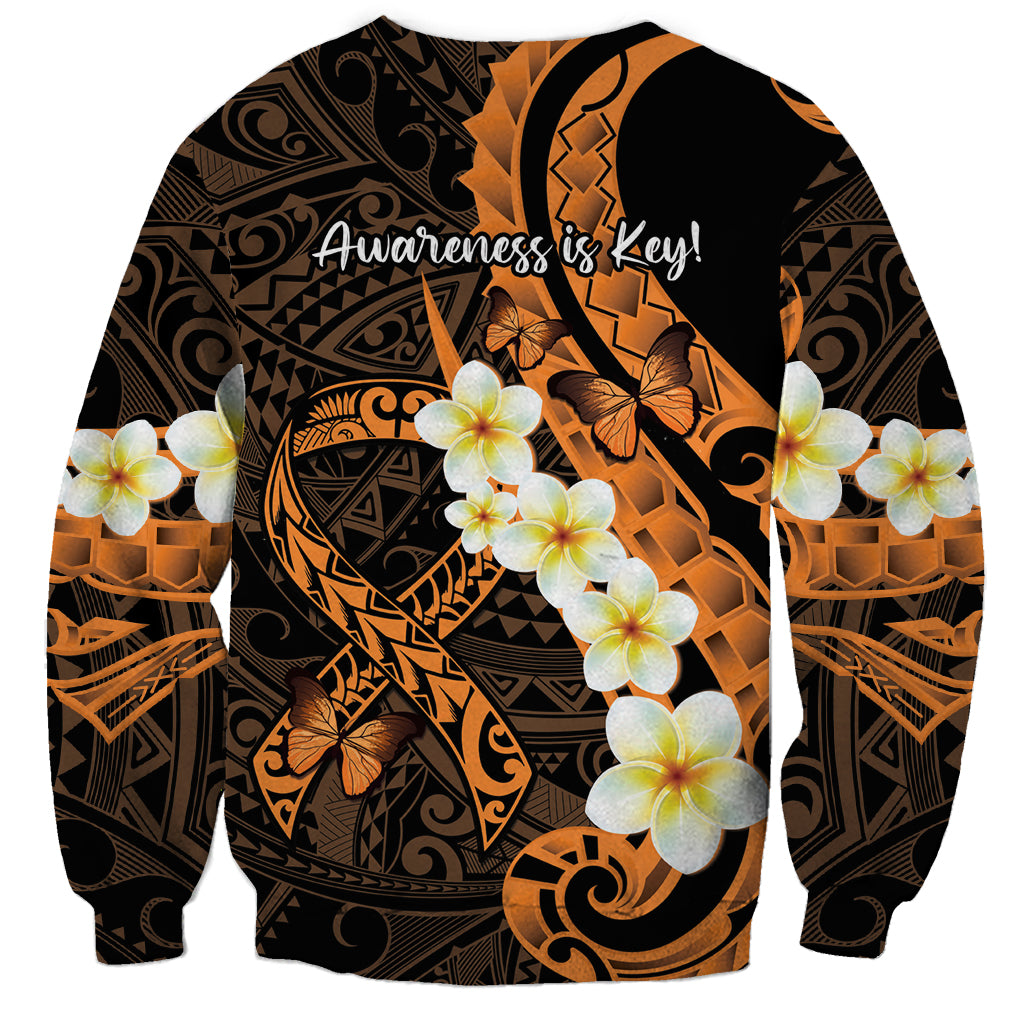 Liver Cancer Awareness Month Sweatshirt Awareness Is Key Orange Polynesian Ribbon