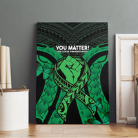 ADHD Awareness Month You Matter Canvas Wall Art Green Polynesian Ribbon