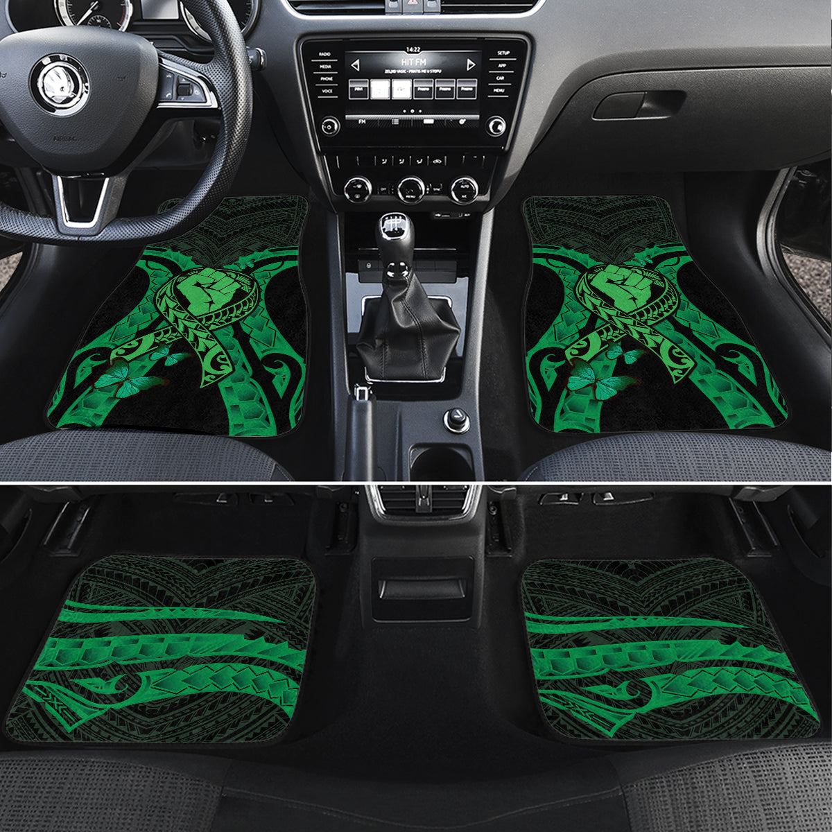 ADHD Awareness Month You Matter Car Mats Green Polynesian Ribbon