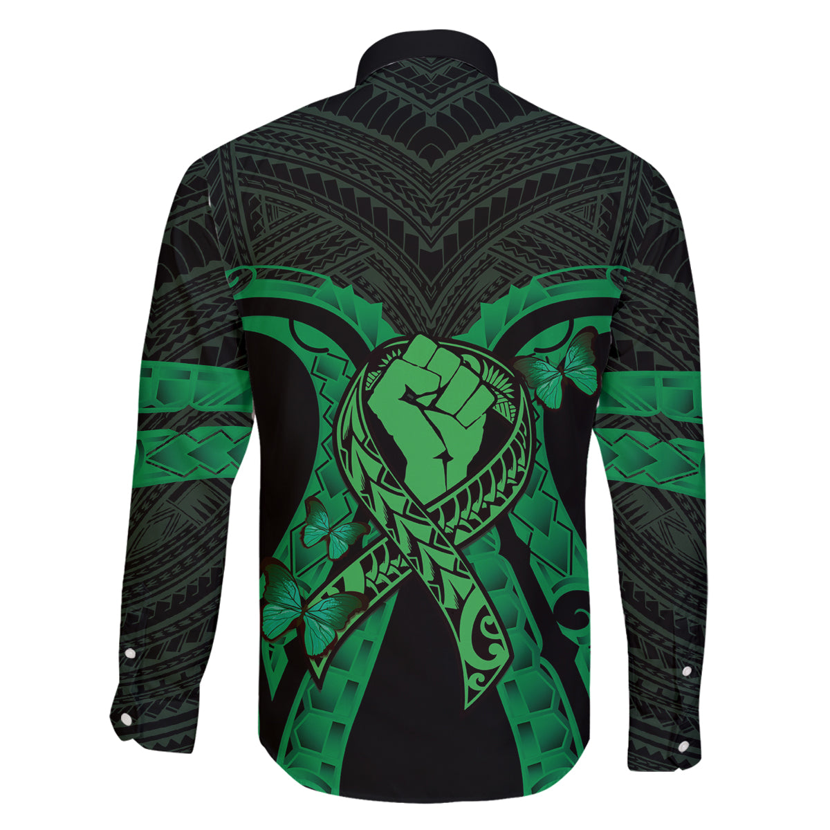 ADHD Awareness Month You Matter Family Matching Off Shoulder Maxi Dress and Hawaiian Shirt Green Polynesian Ribbon