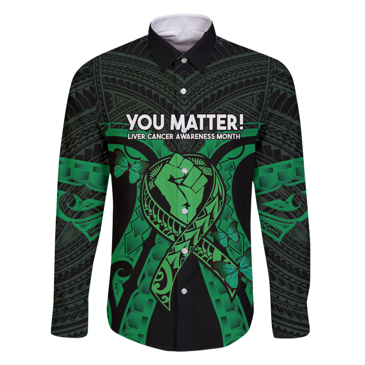 ADHD Awareness Month You Matter Family Matching Tank Maxi Dress and Hawaiian Shirt Green Polynesian Ribbon