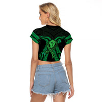 ADHD Awareness Month You Matter Raglan Cropped T Shirt Green Polynesian Ribbon