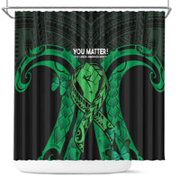 ADHD Awareness Month You Matter Shower Curtain Green Polynesian Ribbon