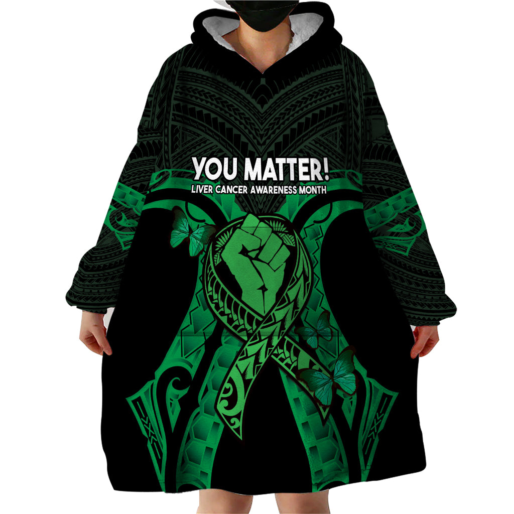 ADHD Awareness Month You Matter Wearable Blanket Hoodie Green Polynesian Ribbon
