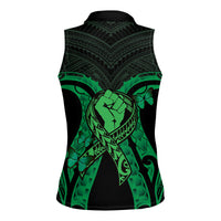 ADHD Awareness Month You Matter Women Sleeveless Polo Shirt Green Polynesian Ribbon