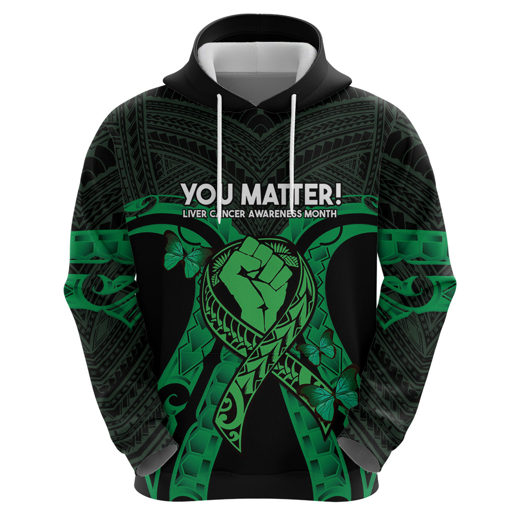 ADHD Awareness Month You Matter Zip Hoodie Green Polynesian Ribbon