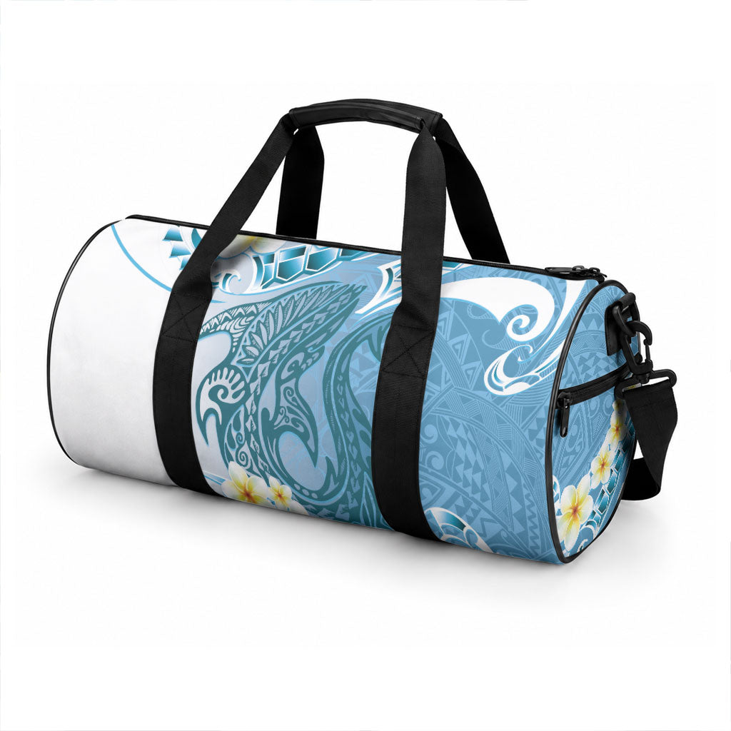 Blue Hawaii Shark Tattoo Duffle Bag Frangipani With Polynesian Pastel Version LT14 - Polynesian Pride