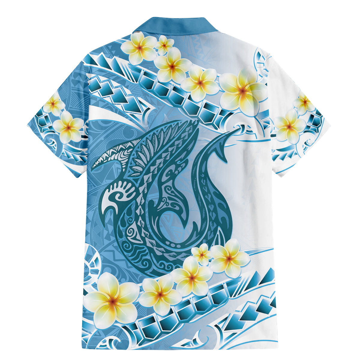 Blue Hawaii Shark Tattoo Family Matching Mermaid Dress and Hawaiian Shirt Frangipani With Polynesian Pastel Version LT14 - Polynesian Pride
