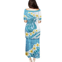 Blue Hawaii Shark Tattoo Family Matching Puletasi and Hawaiian Shirt Frangipani With Polynesian Pastel Version LT14 - Polynesian Pride