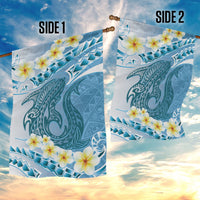 Blue Hawaii Shark Tattoo Garden Flag Frangipani With Polynesian Pastel Version