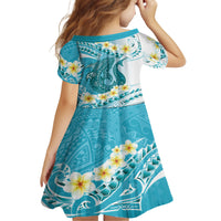 Turquoise Hawaii Shark Tattoo Family Matching Puletasi and Hawaiian Shirt Frangipani With Polynesian Pastel Version LT14 - Polynesian Pride