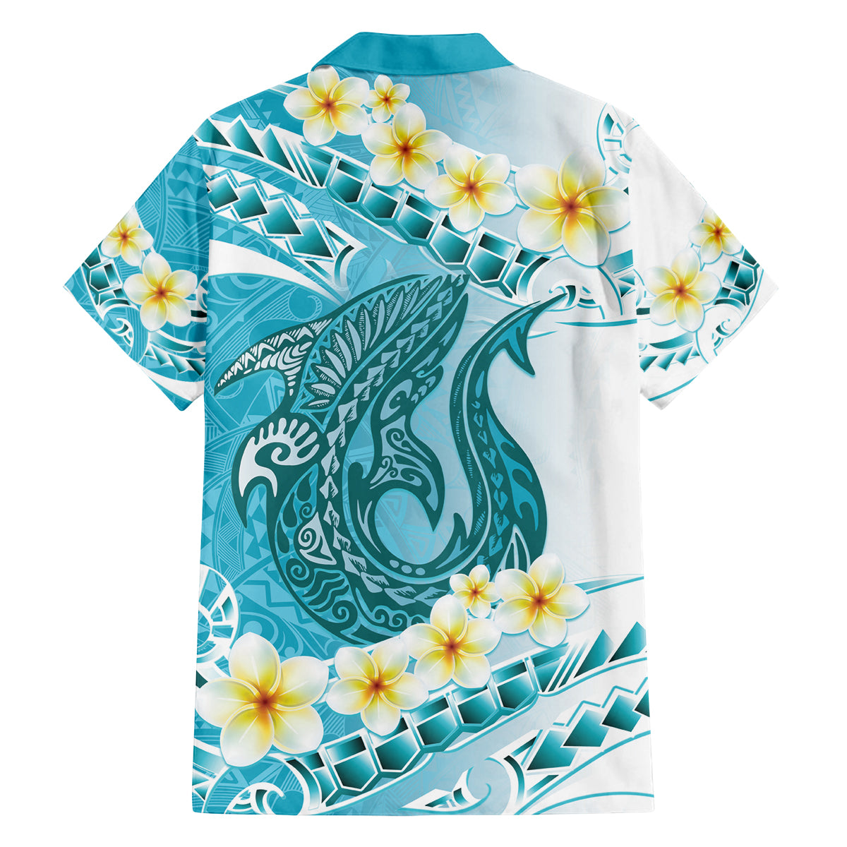 Turquoise Hawaii Shark Tattoo Family Matching Summer Maxi Dress and Hawaiian Shirt Frangipani With Polynesian Pastel Version
