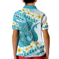 Turquoise Hawaii Shark Tattoo Kid Polo Shirt Frangipani With Polynesian Pastel Version