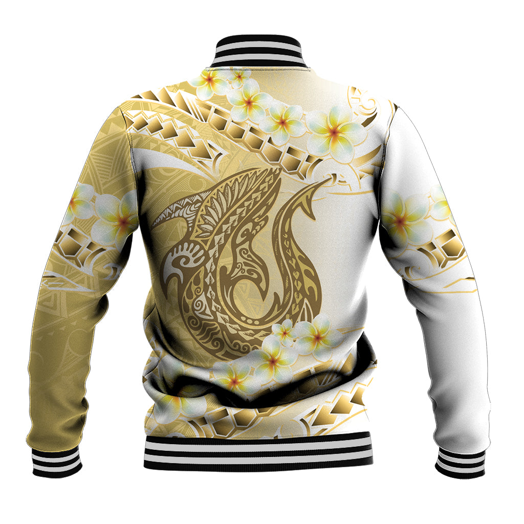 Gold Hawaii Shark Tattoo Baseball Jacket Frangipani With Polynesian Pastel Version