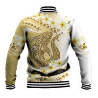 Gold Hawaii Shark Tattoo Baseball Jacket Frangipani With Polynesian Pastel Version