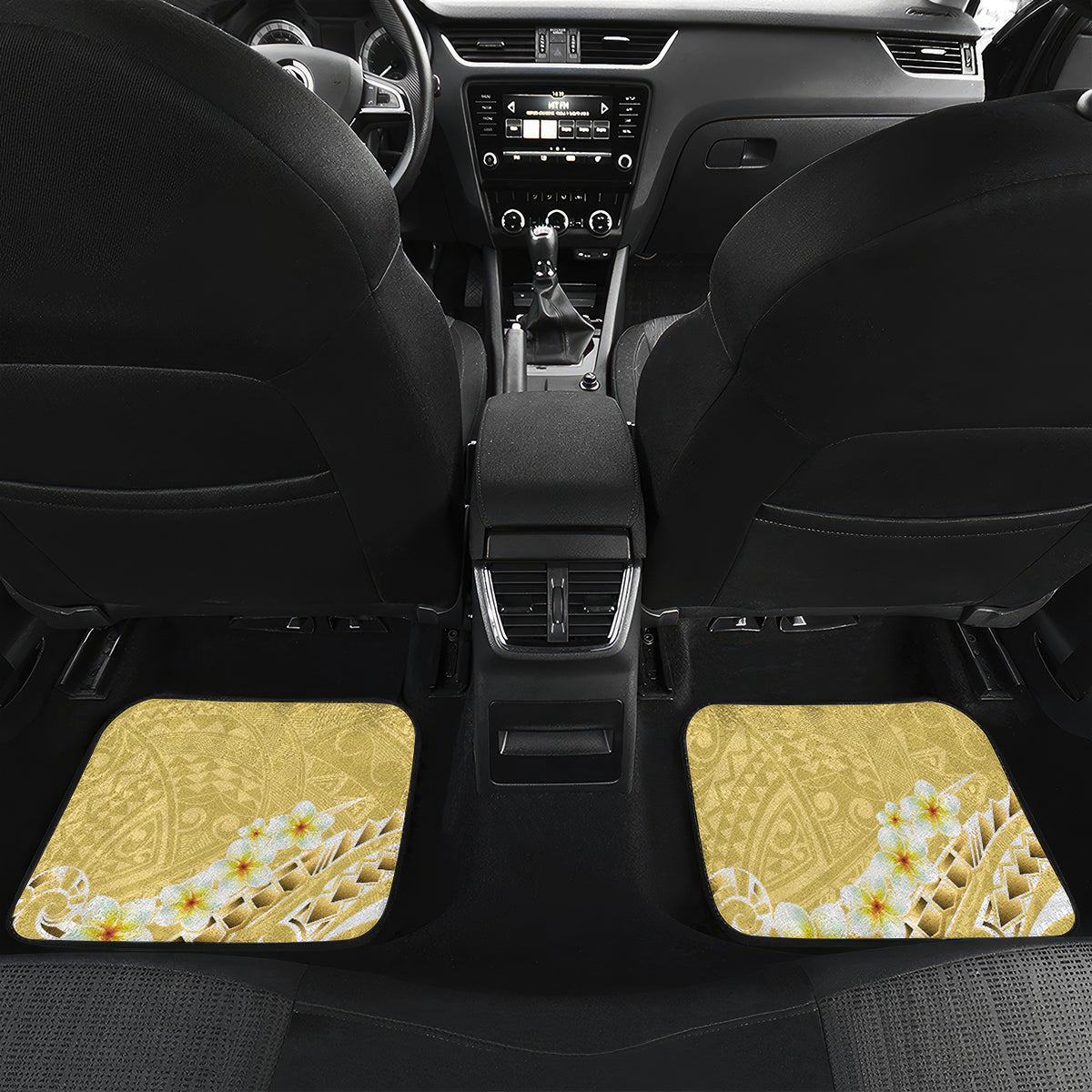 Gold Hawaii Shark Tattoo Car Mats Frangipani With Polynesian Pastel Version