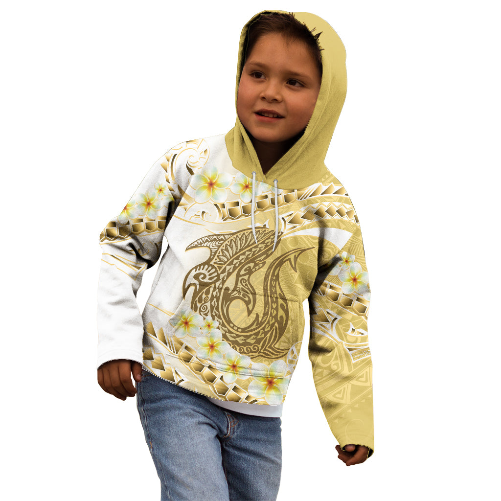Gold Hawaii Shark Tattoo Kid Hoodie Frangipani With Polynesian Pastel Version