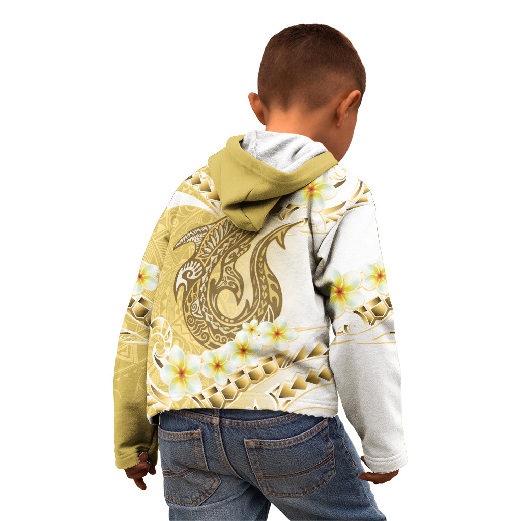 Gold Hawaii Shark Tattoo Kid Hoodie Frangipani With Polynesian Pastel Version