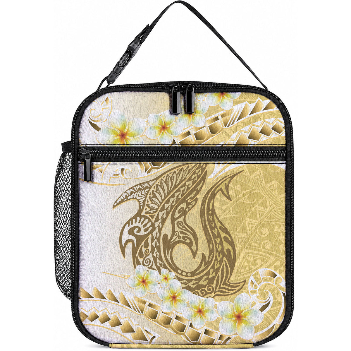 Gold Hawaii Shark Tattoo Lunch Bag Frangipani With Polynesian Pastel Version LT14 10.2 × 8.3 × 4.3 inch Gold - Polynesian Pride