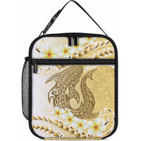 Gold Hawaii Shark Tattoo Lunch Bag Frangipani With Polynesian Pastel Version LT14 10.2 × 8.3 × 4.3 inch Gold - Polynesian Pride