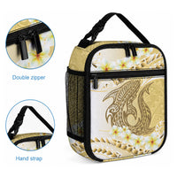 Gold Hawaii Shark Tattoo Lunch Bag Frangipani With Polynesian Pastel Version LT14 - Polynesian Pride