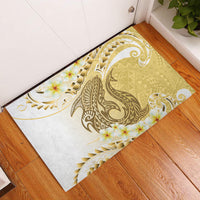 Gold Hawaii Shark Tattoo Rubber Doormat Frangipani With Polynesian Pastel Version