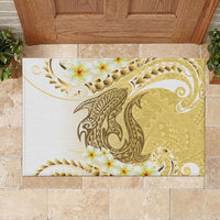 Gold Hawaii Shark Tattoo Rubber Doormat Frangipani With Polynesian Pastel Version