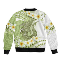 Green Hawaii Shark Tattoo Bomber Jacket Frangipani With Polynesian Pastel Version