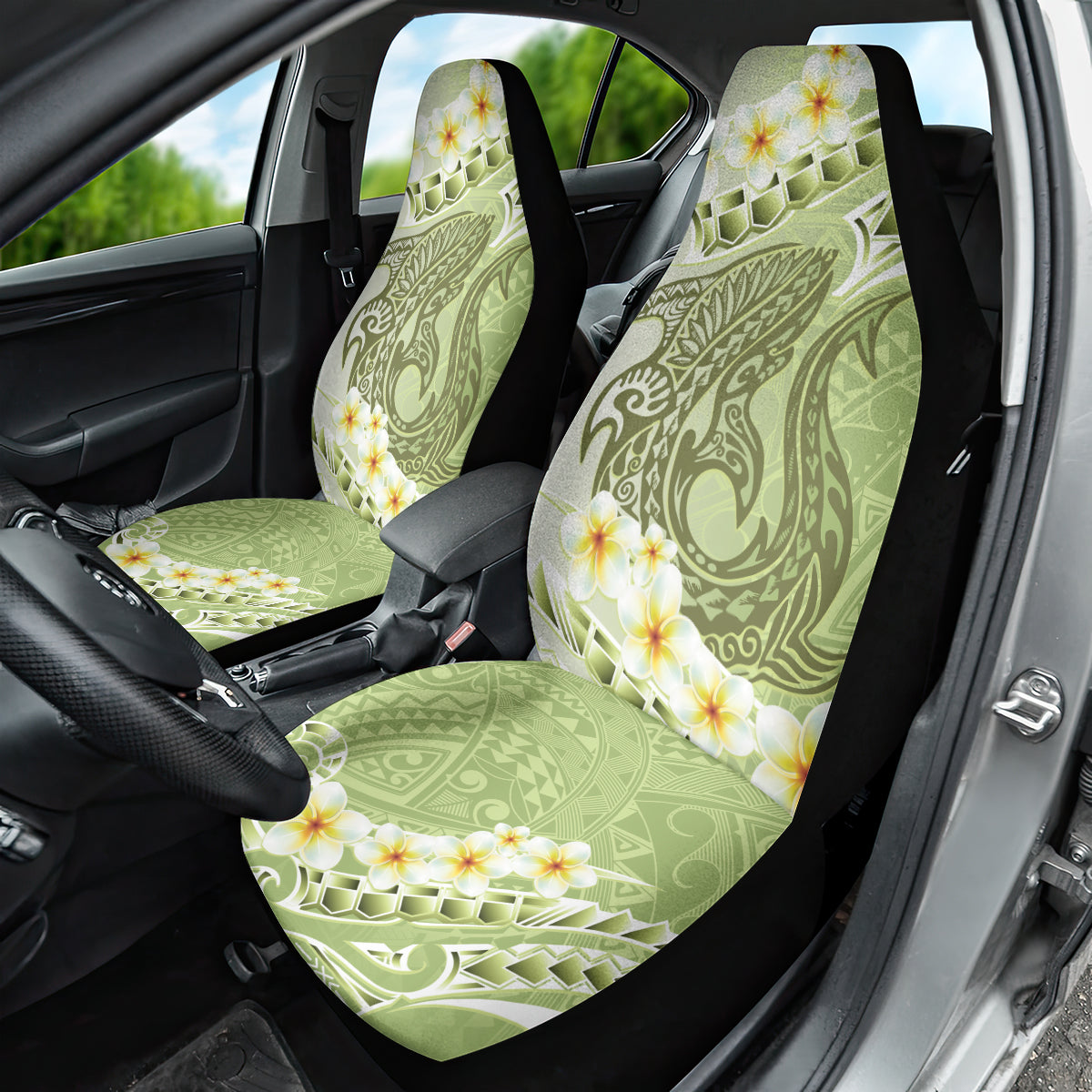 Green Hawaii Shark Tattoo Car Seat Cover Frangipani With Polynesian Pastel Version