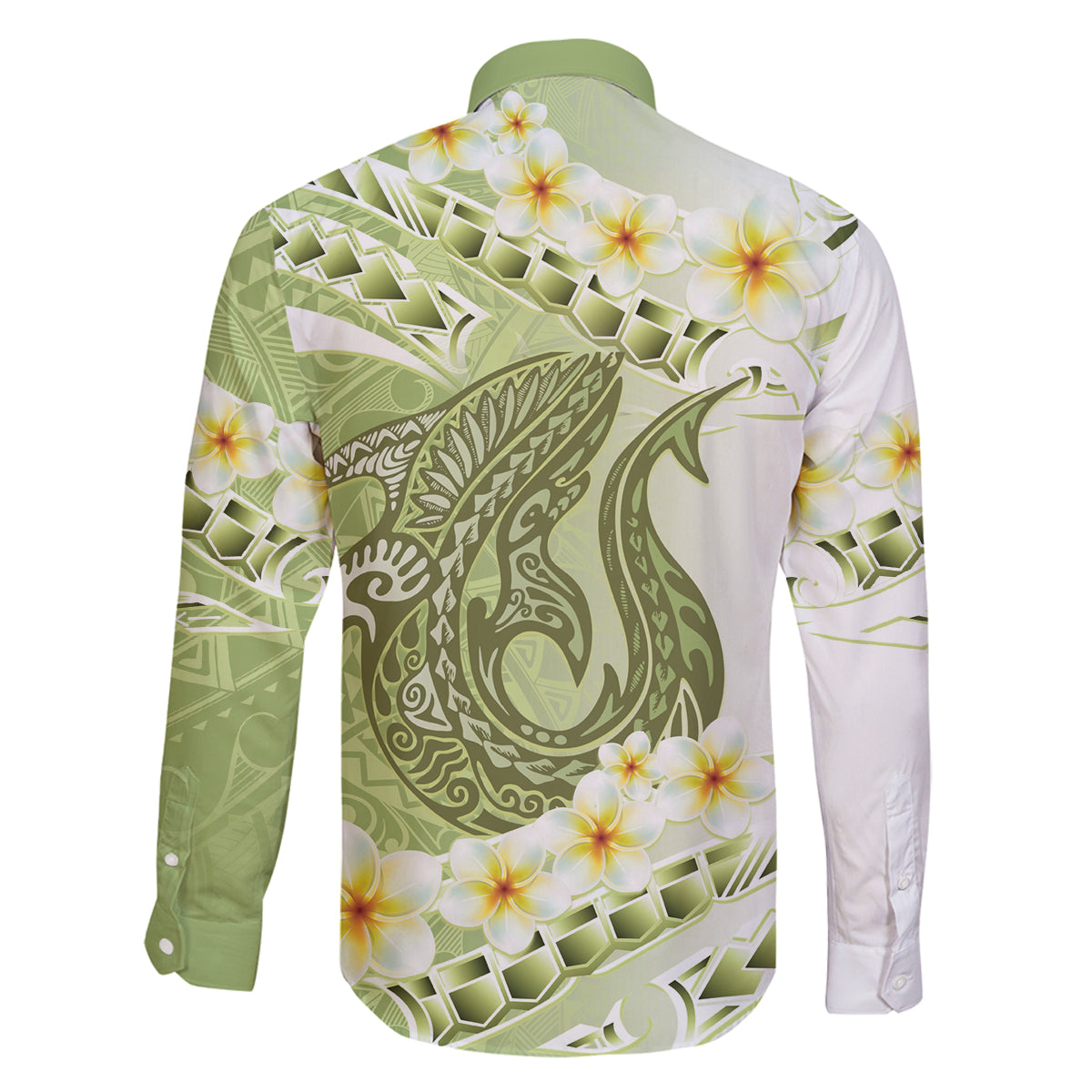 Green Hawaii Shark Tattoo Family Matching Tank Maxi Dress and Hawaiian Shirt Frangipani With Polynesian Pastel Version LT14 - Polynesian Pride