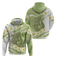 Green Hawaii Shark Tattoo Hoodie Frangipani With Polynesian Pastel Version