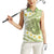 Green Hawaii Shark Tattoo Women Sleeveless Polo Shirt Frangipani With Polynesian Pastel Version