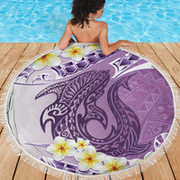 Purple Hawaii Shark Tattoo Beach Blanket Frangipani With Polynesian Pastel Version